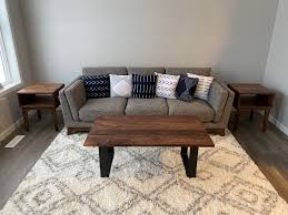 To make your living room even more beautiful and functional, explore our selection of complementary living room tables, including both end tables and. Two Side Tables And A Coffee Table I Made Still So Cool To See My Work In Other People S Homes Side Tables And Coffee Table Top Are Solid Walnut Coffee Table Legs