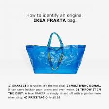 Ikea Has Responded To Balenciaga S Take On The Frakta Bag With A Four Step Guide To Help Customers Differentiate The 40p To Balenciaga Bag Balenciaga Blue Bags