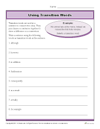 Using Transition Words Printable Writing Worksheet