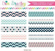 Nautical Digital Washi Tape Clipart In Pink Blue With Etsy Washi Tape Washi Clip Art