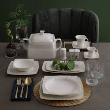 Gural Porselen 85 Parca Kare Caroline Bone Yemek Takimi 5677 2020 Yemek Takimi Yemek Takimlari Yemek