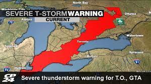 A severe thunderstorm warning (same code: Severe Thunderstorm Warning For Toronto Gta Cp24 Com