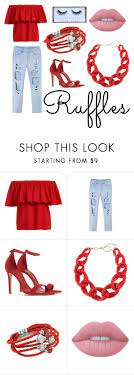 Red Ruffle Shirt Clothes Design Ruffle Shirt Fashion