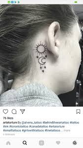 If it is in its waxing crescent phase, however, it symbolizes growth and creativity. Behind Ear Tattoo Of Moon And Sun Back Ear Tattoo Behind Ear Tattoo Neck Tattoo