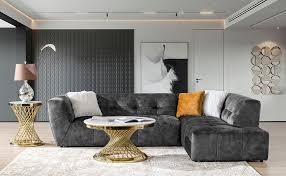 Velvet sofa for living room, velvet sofa couch love the copper tin ceiling. Amazon Com Acanva Luxury Tufted Low Back Set Mid Century Velvet Sectional Sofa Couch For Living Room L Shape 2 Piece 113 W Right Hand Facing Chaise Grey Furniture Decor