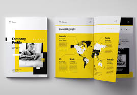 Check spelling or type a new query. Company Profile Booklet Layout With Yellow Accents In 2021 Booklet Layout Company Profile Booklet