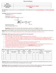 Physical Science Honors Lab Report