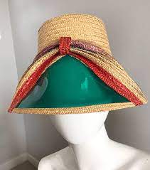 Rare 1960s Italian Vintage 60s Straw Hat W Built In Sunglasses Visor Shade Straw Hat Hats Vintage Sunglasses S