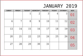 January 2019 Calendar With Public Holidays Printable Printable Calendar Word Printable Calendar Template Calendar Printables