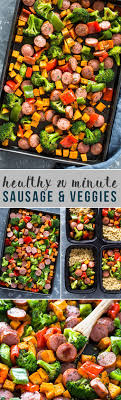 Healthy 20 Minute Sheet Pan Sausage And Veggies Sheet Pan Dinners Recipes Healthy Recipes Recipes