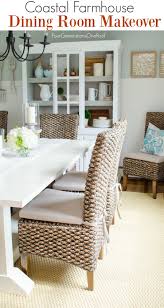 Modern Coastal Farmhouse Dining Room With Seagrass Chairs Farmhouse Dining Room Coastal Dining Room Modern Farmhouse Dining