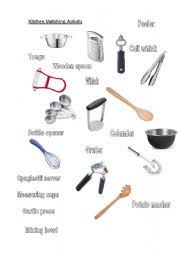 If you love to cook (or spend a lot of time in the kitchen for some other reason), it wouldn't be a bad idea to learn the names of kitchen items in english. Kitchen Matching Activity Esl Worksheet By Kiwibloke1