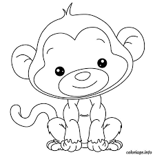Coloriage De Bebe Singe Tout Mignon Dessin A Imprimer Coloriage Singe Coloriage Animaux Coloriage Bebe