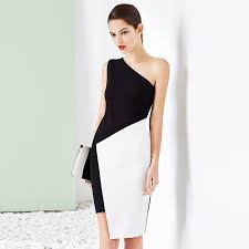 Black And White Party Dresses For Womens 2016 Summer Slim Women Slim Dress One Shoulder Dress Women Elegant Off Shoulder Evening Party Indresses From Wom Womens Sheath Dress Slim Bodycon Dress Fashion