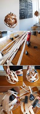 Diy Make Your Own Wood Veneer Pendant Lighting Using Wood Veneer Strips Some Glue Bull Dog Clips To Hold Them Dry A Diy Pendant Light Diy Lighting Wood Diy