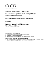 The sample rubrics define expectations for speaking and writing. Media Products And Audiences Sample Assessment Material Insert