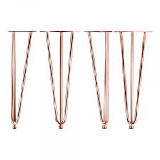 Wood coffee table with metal legs. Copper Set Of 4 Triple Rod Metal 41cm Hairpin Legs Cult Uk