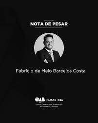 OAB-GO lamenta o falecimento do advogado Fabrício de Melo Barcelos Costa