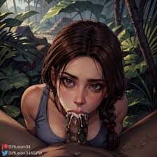 Lara Croft cum in mouth - Rule 34 AI Art