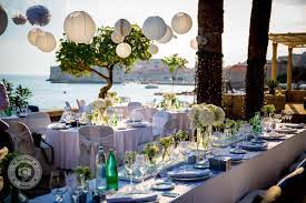 Wedding Reception Venue Overlooking The Old Town Of Dubrovnik The Palm Tree Terrace Wedding Reception Venues Wedding Venues Wedding Deco