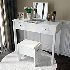 Amazon Com Amooly Vanity Set With Flip Top Mirror Makeup Dressing Table Writing D Dressing Table Vanity Dressing Table Writing Desk Mid Century Dressing Table