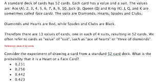 Since there are four suits and each suit contains one of each type of face card, there are four kings, four queens and four jacks in a deck. A Standard Deck Of Cards Has 52 Cards Each Card Has Chegg Com