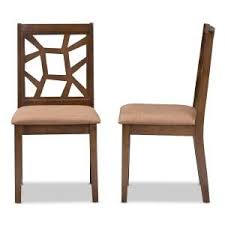 Baxton Studio Abilene Light Brown And Walnut Brown Fabric Dining Chair Set Of 2 2pc 8035 Hd The Home Depot Midcentury Modern Dining Chairs Fabric Dining Chairs Upholstered Dining Chairs