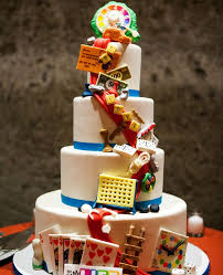 A Family Game Night Inspired Wedding With Fun Blue And Orange Touches Crazy Wedding Cakes Gaming Wedding Cake Cake