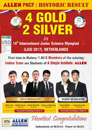 14th International Junior Science Olympiad Ijso 2017 Result Allen Career Institute Kota Coaching De ijso (international junior science olympiad) is een wedstrijd op het gebied van science voor havo en vwo leerlingen van.