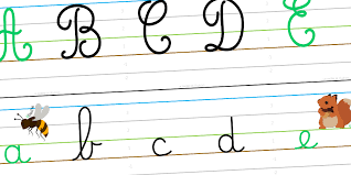 Retrouver facilement le tracé des 26 lettres cursives minuscules de l'alphabet français. Mes Affichages Alphabet Et Ecriture Cursive Dumont La Taniere De Kyban