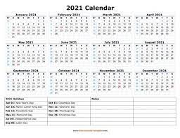 You can also save the calendar image, of 2021 calendar with 12 month calendar on one page, to your system. Printable Yearly Calendar 2021 Free Calendar Template Com