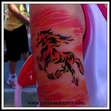 Beautiful Airbrush Tattoo Of Flamed Horse With Added Texture Www Tattooedsister Com Airbrush Tattoo Tattoos Airbrush
