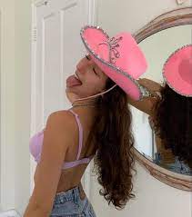 Girl Wearing Cowboy Hat Pink Cowboy Pink Cowboy Hat Cowgirl Costume