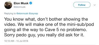 Check spelling or type a new query. Zerohedge On Twitter Elon Musk Deletes Tweet Accusing Diver In Thai Rescue Of Being A Pedophile For Those Who Missed It Here It Is Again Https T Co 5jcw3wlnxf