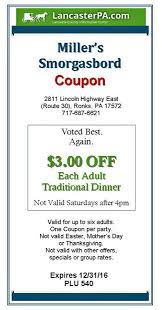 Miller S Smorgasbord Coupon Lancaster Pa Lancasterpa Com Restaurant Coupons Coupons Lancaster Pa
