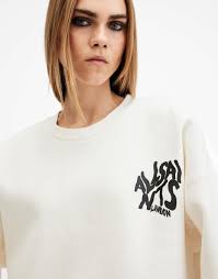 AllSaints Orlando Lila Oversized Sweatshirt in White