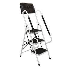 Folding 3 Step Safety Step Ladder Padded Side Handrails Attachable Tool Pouch Caddy Walmart Com Walmart Com Bath kitchen non slip safety step stool mobility support platform handrail aid.