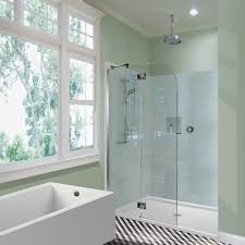Love The Mti Tub And Glass Shower Shield Small Bathroom With Shower Bathroom Shower Doors Shower Doors