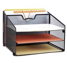 If you have the spirit but have no idea to set the desk, you'll need a little help. Proaid Mesh Office Desktop Accessories Organizer Desk File Organizer With 3 Paper Trays And 1 Vertical Upright Compartment Black Buy Online In Botswana At Botswana Desertcart Com Productid 46302462