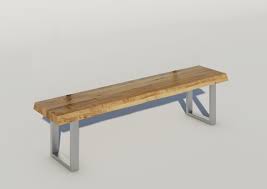 Hometrends4you 265822 couchtisch, 120 x 35 x 75 cm, wildeiche massiv geölt. Sitzbank Wildeiche Baumkante Massiv Metallfusse 2597 160x40
