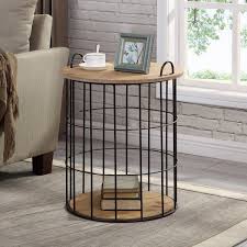 Oakridge Basket End Table In 2020 Wood And Metal Table Metal End Tables End Tables