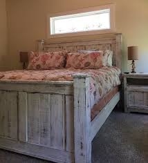 Rustic Queen Size Bedroom Set Bed Dresser And Two Bedside Tables Bed Frame And Headboard Rustic Bedroom Furniture Rustic Wood Bed