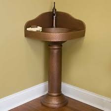 hammered copper corner pedestal sink