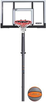 Amazon Com Lifetime 90962 Power Lift Adjustable In Ground Basketball Hoop With Basketball 54 Inch Polycarbonate Sports Outdoors