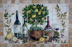 Bellinis on the italian coast tile mural keywords: Flooring Tiles Tuscan Tuscany Italian Kitchen Poppy Garden View Tile Mural Backsplash Medallion Home Garden Casaalvarezrh Com