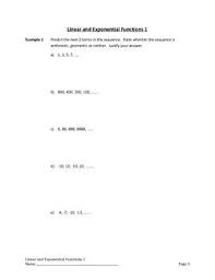Linear And Exponential Functions Lesson 1 Of 9 Exponential Functions Exponential Arithmetic Sequences