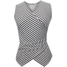 Black And White Striped Top Black White Stripe Sleeveless Ponte Knit Wrap Top 20 Liked On Polyvore Featuring Tops Blouses Sleev Blue Striped Top White Wrap Top Black Stripes Tops