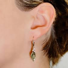 One of a Kind White Gold Green Amethyst and Diamond Dangle Earrings — Croft  & Stern Jewelry Designs