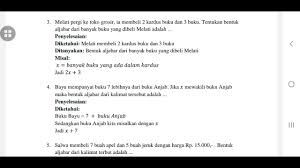 Nah, materi makalah pembahasan kali ini mengenai contoh soal aljabar beserta pengertian, sifat, rumus dan pembahasannya. Pembahasan Soal Cerita Bentuk Aljabar Youtube
