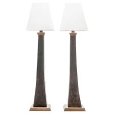 Lawrence Scott Somand Verdigris Bronze Torchiere Table Lamps A Pair Shade Maker Verdigris Bronze Lamp
